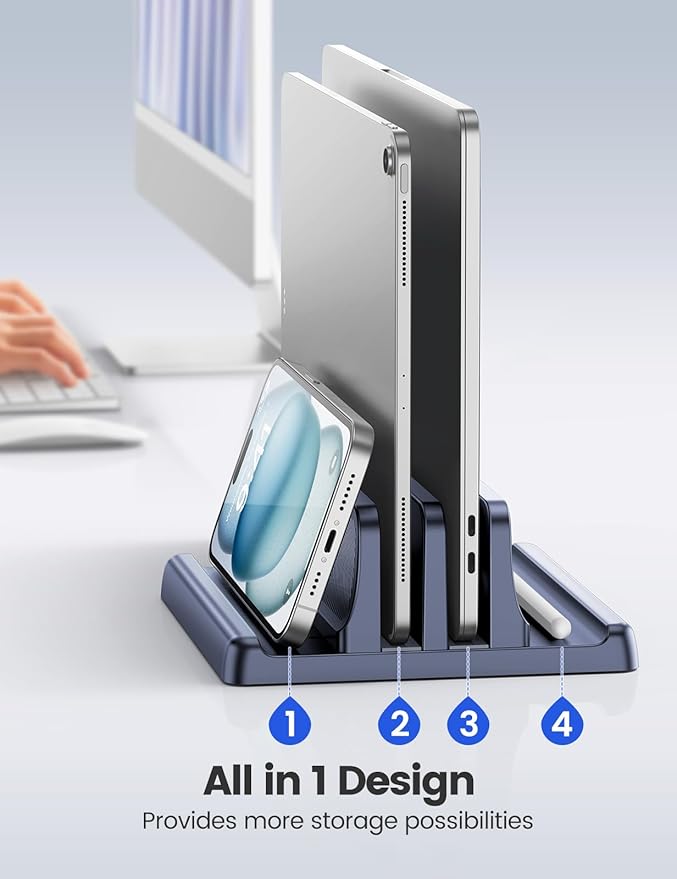 5 in 1 Vertical Laptop Stand Holder,Adjustable ABS Plastic Laptop Organizer Desktop Management Notebook Dock,Vertical Laptop Stand Space Saving for MacBook,Surface,Samsung,HP,Dell,Chrome Book