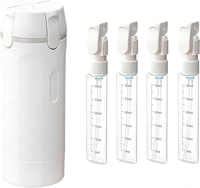 4 in 1 Travel Dispenser Bottle,4 Pack 30ML Travel Bottles for Toiletries, Leak Proof Travel Size Containers (White, OneSize)