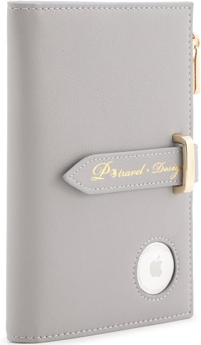 VanFn Airtag Passport Holder, RFID Travel Passport Wallet, Family Passport Holder, Ladies Bifold Air Tag Wallets, Slim Leather Credit Card Wallet For Women, Trip Document Organizer P.Travel Series