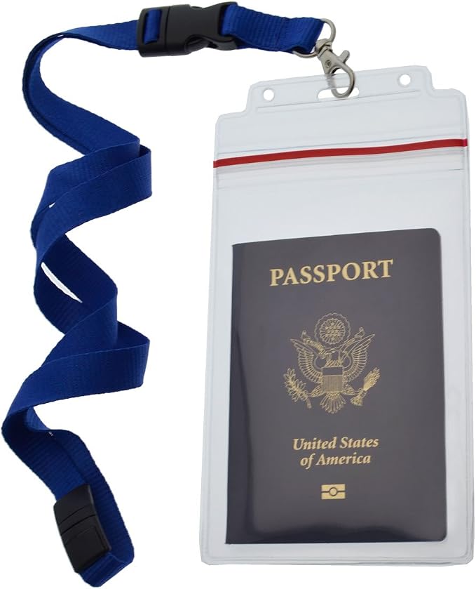 Passport Holders - 2 Pack - Heavy Duty Water and Tear Resistant with Lanyard - 4X6 Insert is Ideal for Cruise and Beach Vacation Documents (Royal Blue)