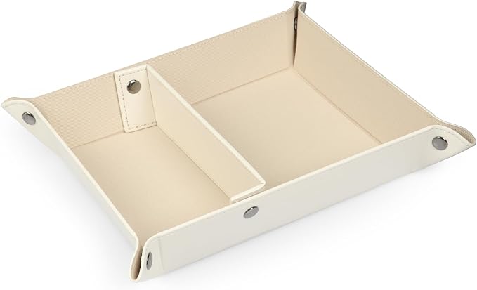 Londo Leather Tray Organizer - Practical Lightweight Water Resistant Computer Table Desk Storage Box for Wallets, Watches, Keys, Coins, Cell Phones and Office Equipment