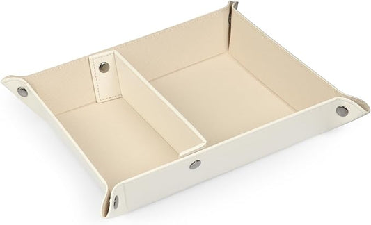 Londo Leather Tray Organizer - Practical Lightweight Water Resistant Computer Table Desk Storage Box for Wallets, Watches, Keys, Coins, Cell Phones and Office Equipment