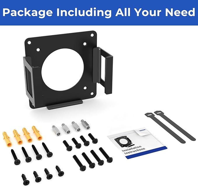 Mini PC Mount for GMKtec VESA Wall and Under Desk Mount for GMKtec G3 Plus/ G1/ M3 Plus/ M2 Mini Desktop Computer Metal Mini Gaming PC Mounting Bracket for GMKtec with Screws and Cable Straps