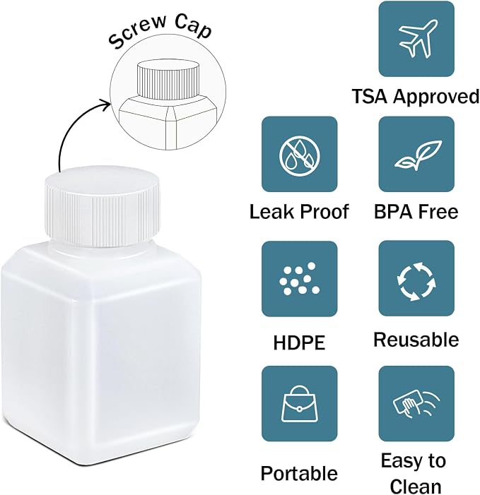 1.4oz/40ml Leak Proof Plastic Bottles with Caps for Liquids Sample, Reusable Small Bottles Containers for Travel, Camping and Hiking (Translucent, 10 Pcs)