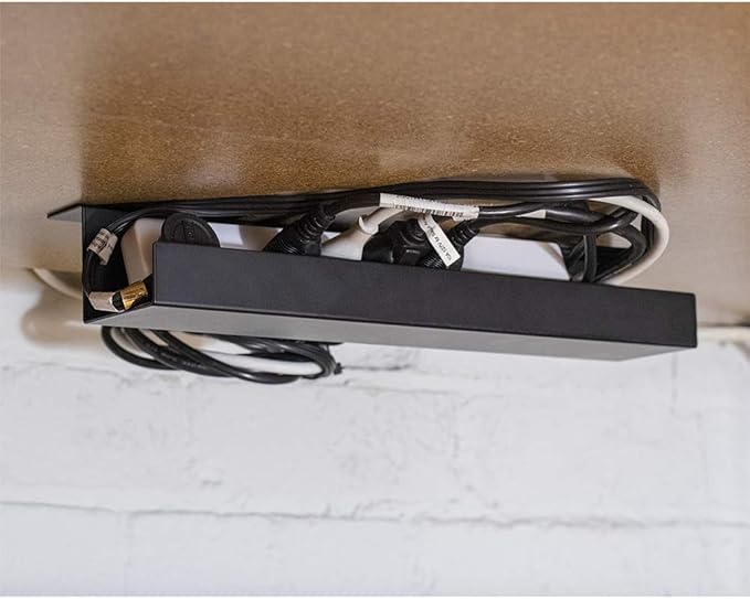 Oeveo Under Desk Cable Management Tray CMT-122 — Made in USA, Heavy-Duty Metal | Easy Installation, Organize & Hide Cords, Power Strips, and Adapters — 11.75L x 2.13D x 2H inches (Single)