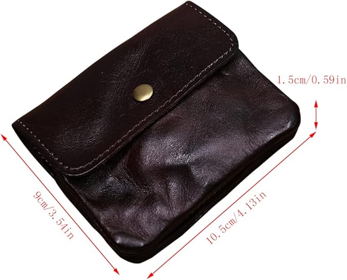1 Pcs Leather Zipper Coin Purse Wallet With Card Slots,Snap Leather Coin Pouch, Coin Organizer, Change Holder,Card Case, Leather Zipper Storage Bag for Men & Women