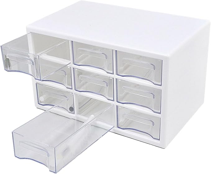 3 Tier Desk Organizer, Plastic Desk Storage Box with Drawer Space Saving Long Lasting Use for Jewelry Stationery Makeup Pencil (White)