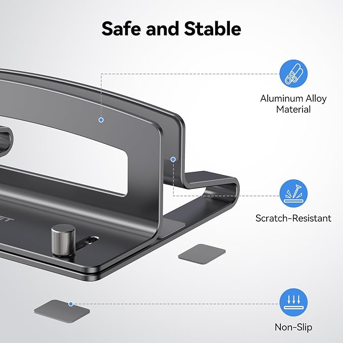TECKNET Vertical Laptop Stand, Adjustable Aluminum Laptop Stand (Fits Up to 17.3"), Space-Saving Vertical Stand with Non-Slip & Scratch-Resistant Silicone, Compatible with MacBook Pro/Air, Dell, HP