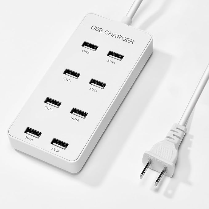 USB 8 Port Desktop Portable Charging Station, Suitable for Charging Multiple Devices simultaneously, Super Compatible with Mobile Phones, Tablets, Bluetooth Earphones, and Other USB Charging Devices