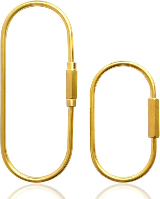 FULLGUEEN Brass Locking Keychain Carabiner, Key Clip for Purse Bag Handbags, Small Locking Key Organizer, Key Fob Holder for Men Women-2Pcs.