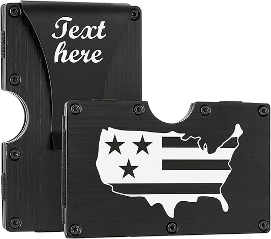 Carbon Fiber Wallet for Men - Minimalist RFID Engraved Wallet with Money Clip - Hunting Themed Gift for Him - Black
