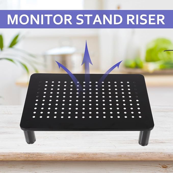 Operitacx Adjustable Monitor Desk Stand Riser with 3-Level Height Settings and Storage Space for Computer Screens up to 22 Lbs Compatible with Pc Gaming Desk Accessories and Dual Monitor Setups