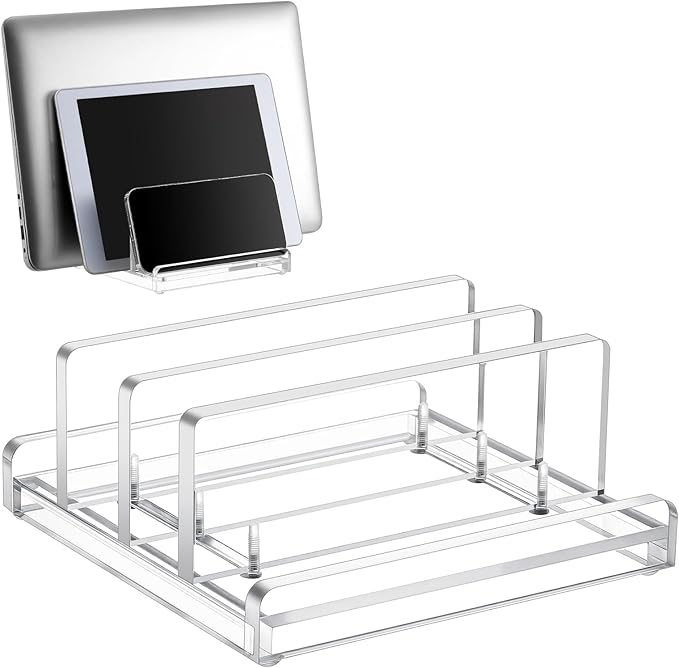 Chunful Vertical Laptop Stand Holder Organizer Plastic Adjustable Desktop Notebook Dock Space, Saving 4 in 1 for Notebook Computer, All Gaming Laptops up to 17''