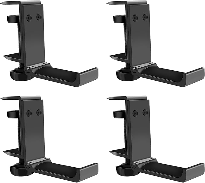 4PCS Headphone Stand Hanger Holder, Foldable Aluminum Desk Headphone, Universal Space Saving Headset Stand Multifunctional Under Desk Hanger for Home Office