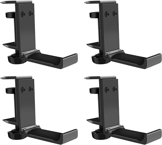 4PCS Headphone Stand Hanger Holder, Foldable Aluminum Desk Headphone, Universal Space Saving Headset Stand Multifunctional Under Desk Hanger for Home Office