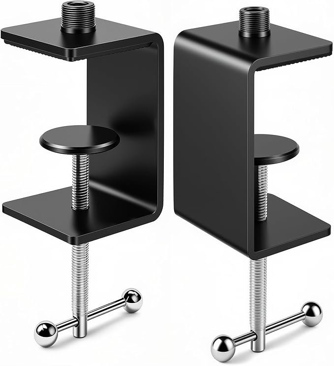 Table Microphone Clamp KB47 - Heavy-Duty Desk Mic Metal Clamp Mount with 5/8-27 Male and 3/8-16 Female Thread, 2PCS