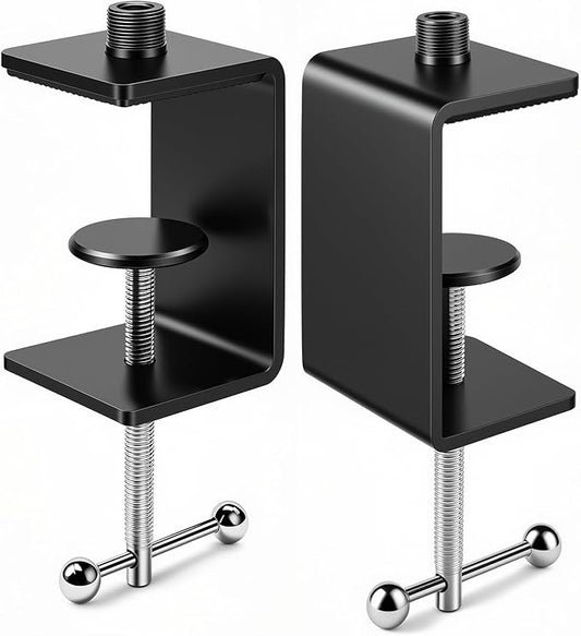 Table Microphone Clamp KB47 - Heavy-Duty Desk Mic Metal Clamp Mount with 5/8-27 Male and 3/8-16 Female Thread, 2PCS
