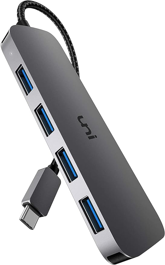 uni USB C to USB Hub Multiport Adapter, Aluminum 4 Ports USB C Splitter for Laptop, Slim Thunderbolt 3/4 Data USB Hub Compatible for MacBook Pro/Air, iPad Pro, Dell, Chromebook | Keyboard, Mouse, HDD