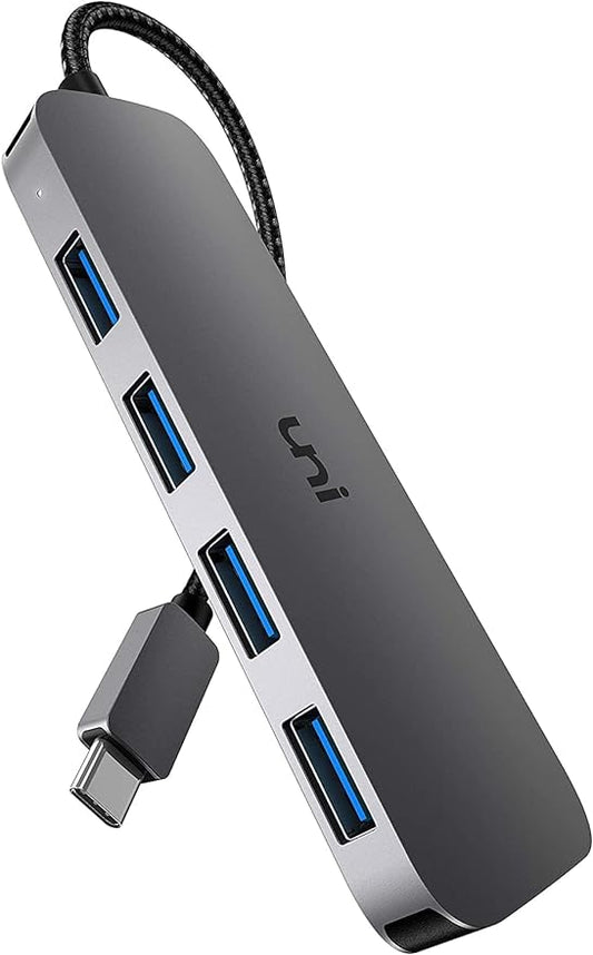 uni USB C to USB Hub Multiport Adapter, Aluminum 4 Ports USB C Splitter for Laptop, Slim Thunderbolt 3/4 Data USB Hub Compatible for MacBook Pro/Air, iPad Pro, Dell, Chromebook | Keyboard, Mouse, HDD