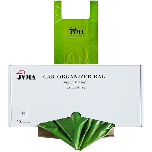 JVMA Car Trash Bags – Super Strength, Leakproof, Smell Proof Hanging Garbage Bags for Car, Truck, SUV, RV & Vehicle – Green, 50 Count Automotive Trash Bags 1 Gallon