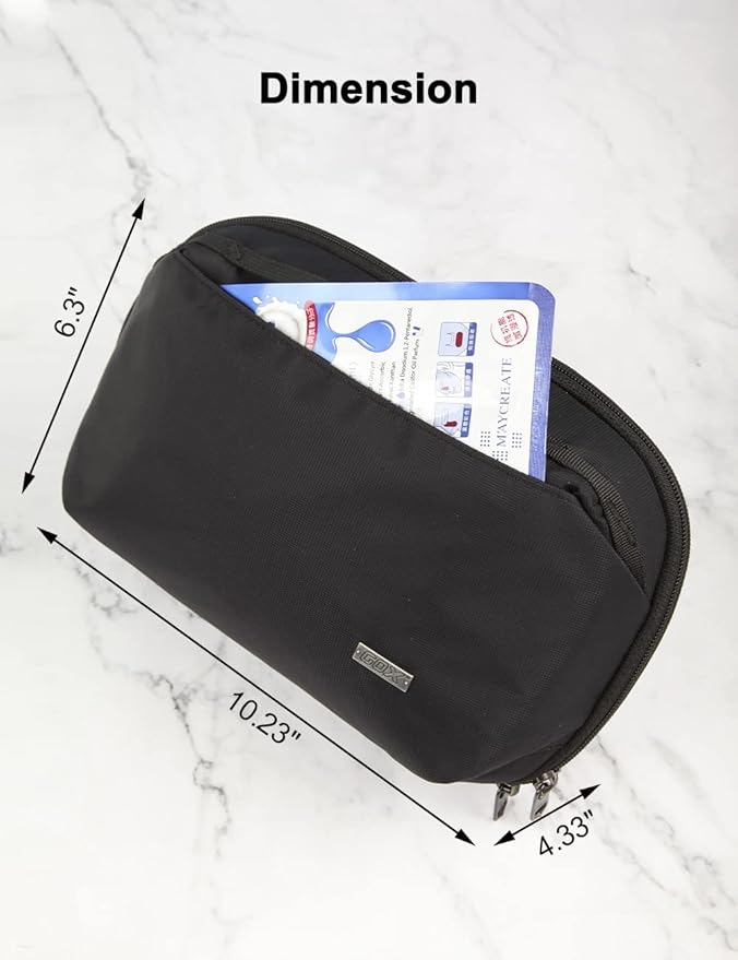 GOX Mens Toiletry Bag, Dry Wet Separate Travel Bag, Dopp Kit Case For Travel, Small Hanging Cosmetics Organizer Pouch (Black)