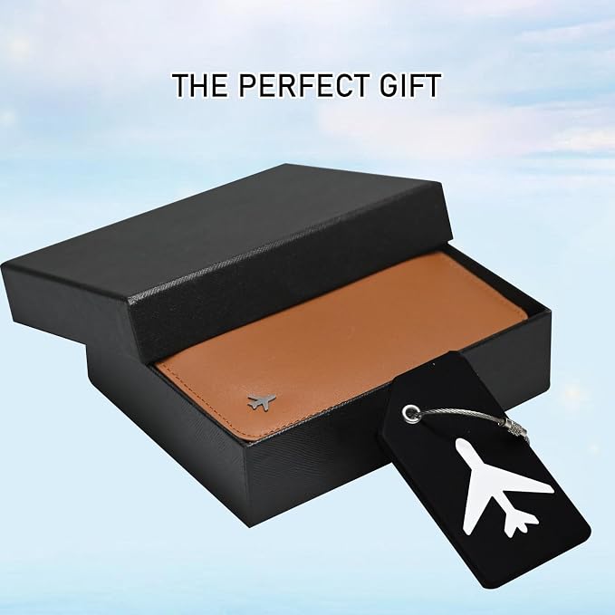 Pilot Wallet Passport Holder RFID Blocking Nappa Leather Travel Wallet, Stylish Travel Companion for Aviation Professionals (Brown Silver)