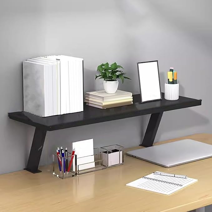 Clamp on Desk Organizer Shelf, Clamp on Desk Shelf, Desk Extension Shelf, Floating Desk Shelf, Clamp on Base, Adjustable Desk Extender Side Table, Desktop Storage Shelf(Black,80cm/31.5")