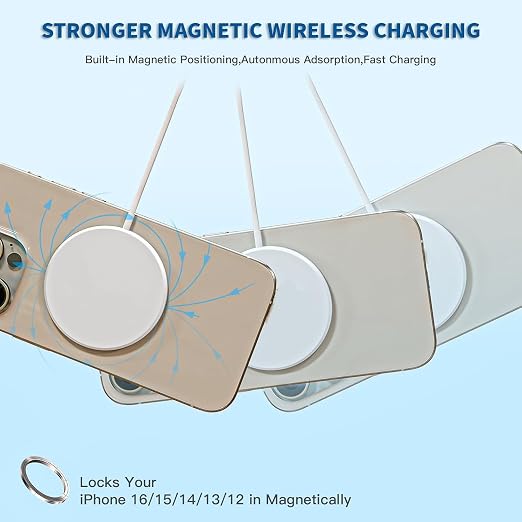 Magnetic Wireless Charger for iPhone,2 Pack Apple Magsafe Charger 10FT Long Fast Charging Pad iPhone Wireless Charger with USB C Charging Block for iPhone 17 Pro Max/17e/17Air/16 Pro/15/14/13/Air-Pods