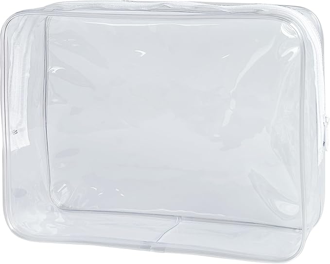 Waterproof PVC Makeup Bag - Leakproof Cosmetic Organizer for Travel Toiletry Storage 9.84×7.09×2.36 Inch for Women & Men (Clear)