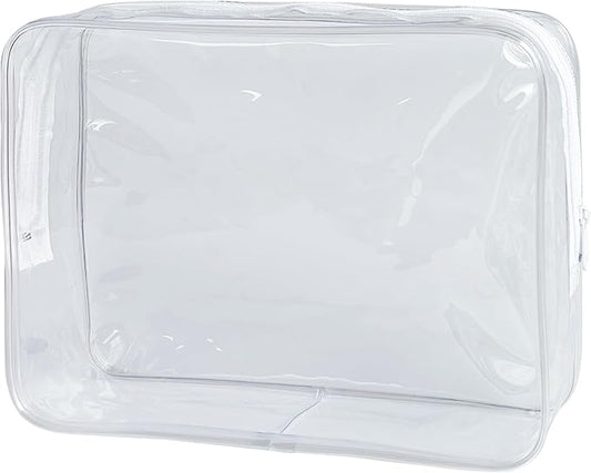 Waterproof PVC Makeup Bag - Leakproof Cosmetic Organizer for Travel Toiletry Storage 9.84×7.09×2.36 Inch for Women & Men (Clear)