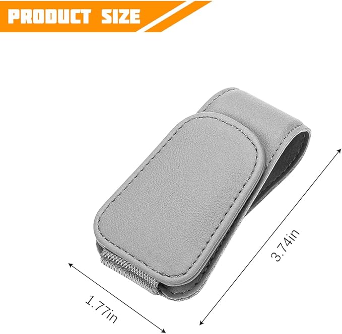 Sunglasses Holder for Car Visor, Microfiber Leather Magnetic Sun Visor Eyeglasses Hanger & Ticket Card Clip, Multi-Function Automotive Interior Glasses Mount, Universal Fit (Light Gray)
