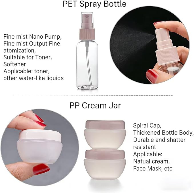 11pcs Travel Bottles for Toiletries, TSA Approved Travel Size Toiletries Containers Kit, Leak Proof Squeezable Travel Toiletry Liquid Bottles, Refillable Containers for Shampoo Conditioner Lotion