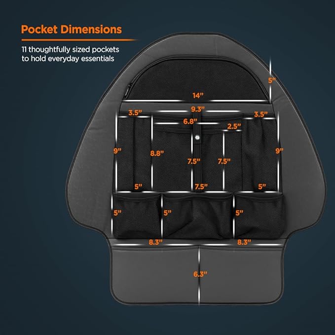 for Tesla Model Y/3 2017-2026 Custom Fitted Seat Back Kick Protector Organizer with Storage Pockets - Rear Passenger Organization for Kids with Zippered Accessories Slots (Black)