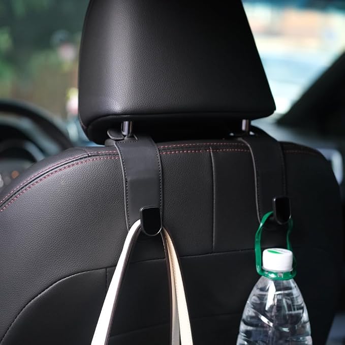 JEYODA Car Hooks for Purses and Bags,Flexible PU Vehicle Storage Hanger,Car Seat Back Organizer,Universal Hidden Multifunctional Headrest Hooks for Car，Home (black)