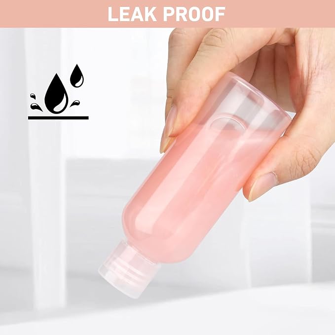 10 Pack 3.4 oz Travel Bottles for Toiletries TSA Approved Leak Proof Travel Size Containers Plastic Empty Shampoo Bottles with Labels Squeeze Bottle Toiletry Essentials(Clear)