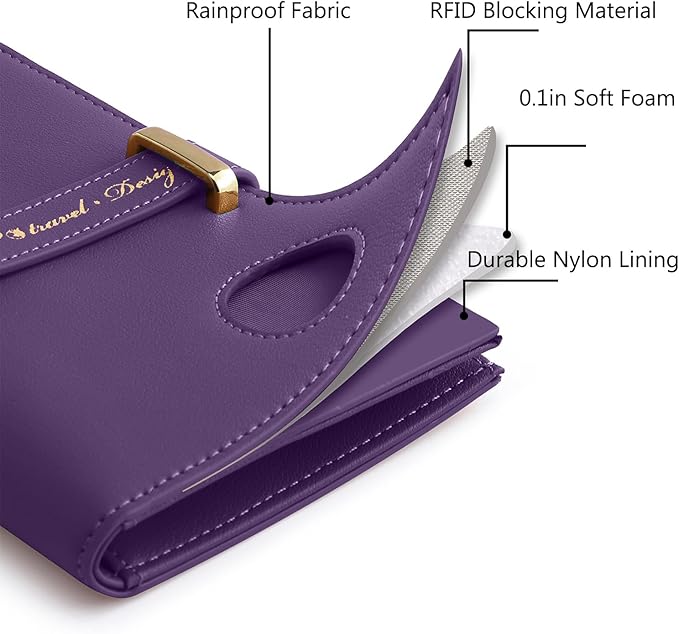 VanFn Airtag Passport Holder, RFID Travel Passport Wallet, Family Passport Holder, Ladies Bifold Air Tag Wallets, Slim Leather Credit Card Wallet For Women, Trip Document Organizer P.Travel Series