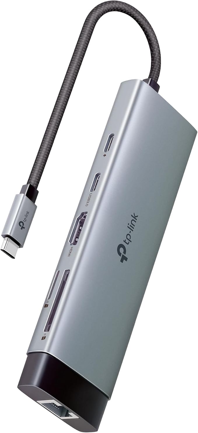 TP-Link USB C Hub 9-in-1 Multiport Adapter UH9120C | 4K@60Hz HDMI, 1×1G ethernet, SD & microSD, 100W Power Delivery, 1×USB-C + 3×USB-A Data Ports | 5Gbps High-Speed Splitter for MacBook & More