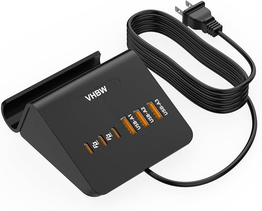 USB C Charging Station 35W, VHBW 6 Port 3A and 3C(1Port *USB-C PD20W Fast) Desktop Fast Charging Station for iPhone 14/13/12,Samsung Galaxy S23/S22/S21,etc