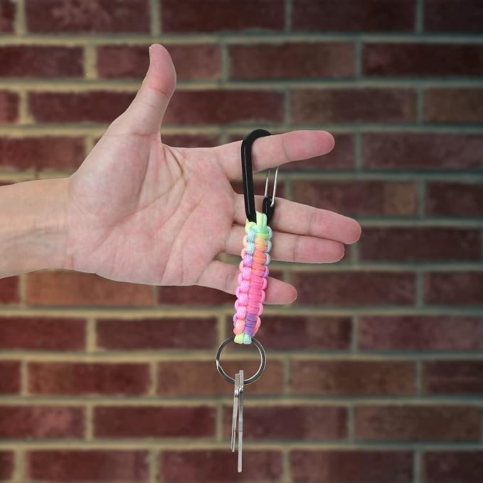 2 Pieces Paracord Keychain with Carabiner,Lanyard Clip for Keys Water Bottle Holder Backpack