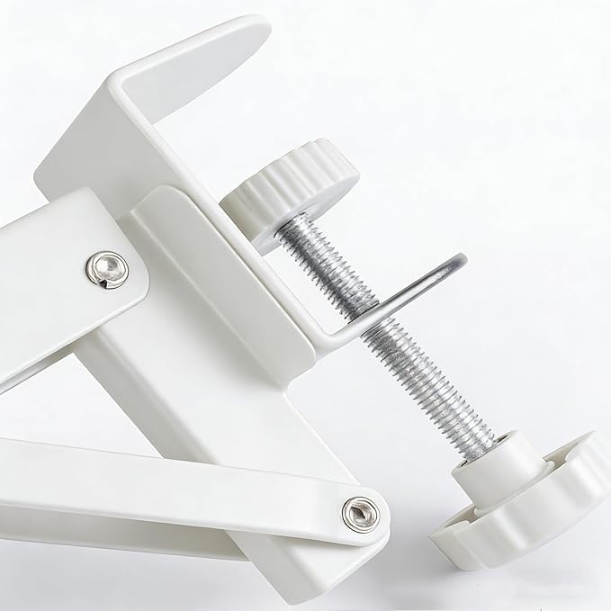Under Desk Keyboard Tray Support Bracket Adjustable Desktop Extension Board Stand Clamp-on Keyboard Holder Arm Rest Tray Extension Plate Support Rack for Desk, NO Board/Tray, 1 Set (Style01-White)