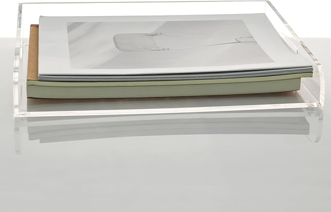 Clear Acrylic Paper Trays, Desk File Organizer, A4 Paper Holder, Low-Profile Desk File Sorter for Office/Home, Clear Stackable Letter Tray for Bills, Crafts, Notebooks - Horizontal