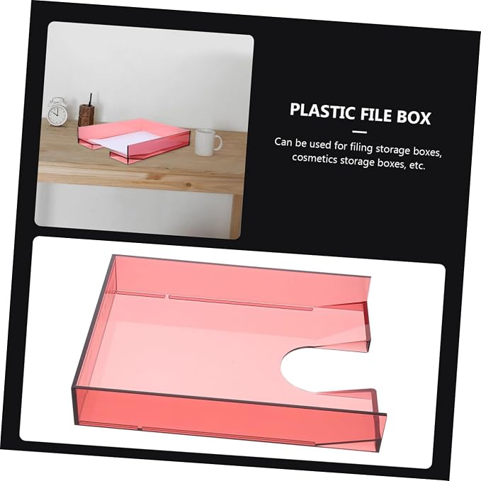 Angoily Stackable File Organizer Box for A4 Papers Lightweight Plastic Document Storage Case Multifunctional Desktop Organizer for Office Use