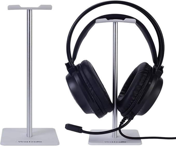 Headphone Stand for Desk - U Shaped Universal Headset Holder with Flexible Headrest, Sturdy Gaming Headphone Holder for Desk, Anti-Slip Base Headset Stand, Compatible with most Headphones (White)