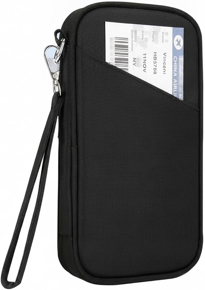 Passport Wallet, Slim Oxford Cloth Travel Document Organizer with Card Slots for Airport Check-in (1 PC)