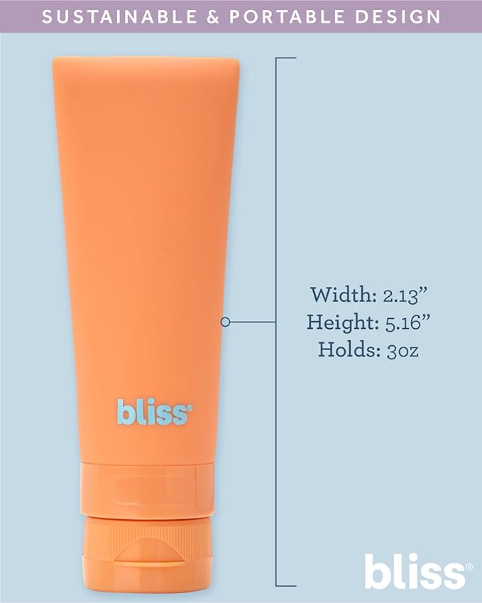 Bliss Travel Bottles Set - 4/7/10 Piece TSA Approved Leak-Free Refillable Travel Size Toiletries Containers for Skincare, Lotion, Shampoo, and Conditioner, 4pc Silicon Amalfi Vibes