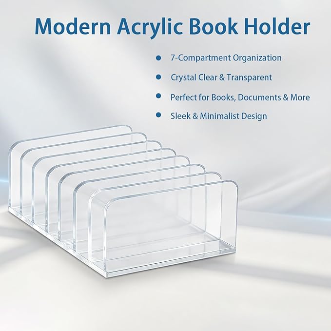 2 Pcs Acrylic Mail Organizer,7 Slots Mail Holder,Mail Organizer for Desk,File Organizer for Letter, Bill, Mail Sorter, Desktop Envelope Holder for Office, Home, School