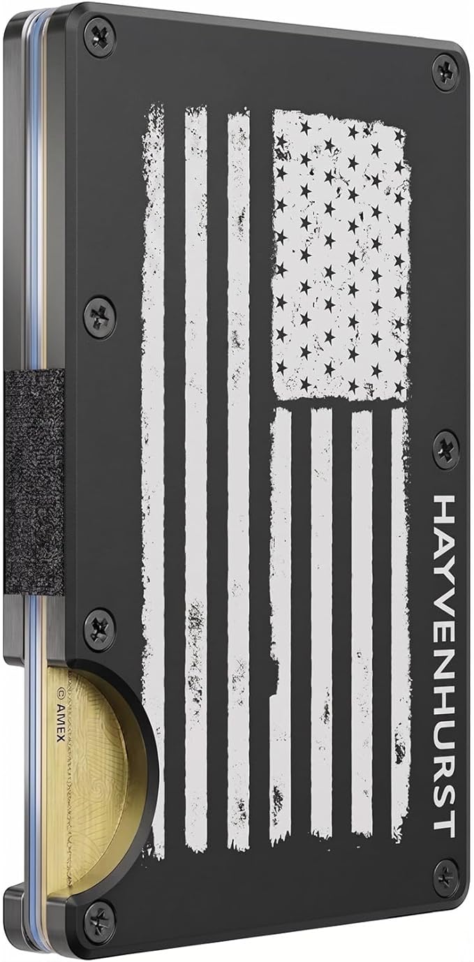 Hayvenhurst Wallet for Men - Slim RFID Blocking Metal Wallet with Money Clip, Minimalist Front Pocket Credit Card Holder, Small Mens Wallet