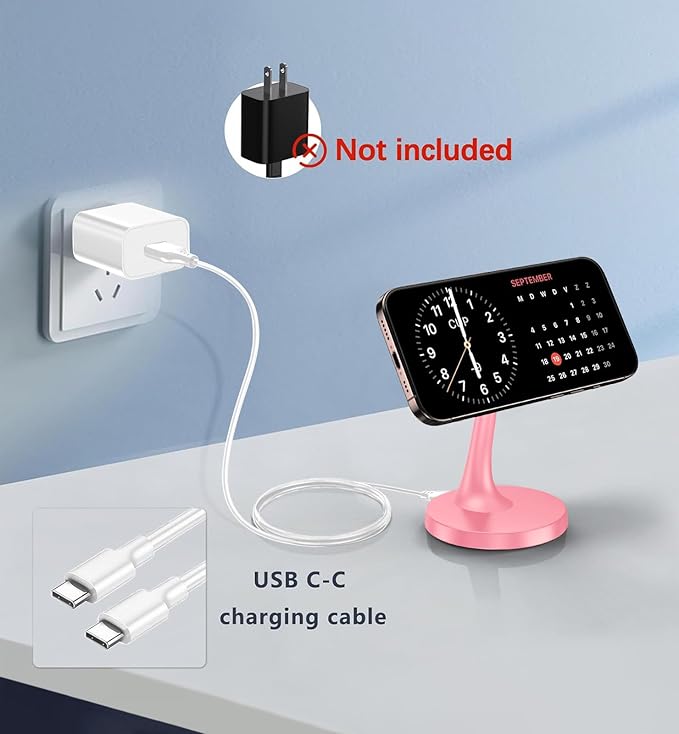 Magnetic Wireless Charger iPhone Stand, 15W Fast Mag-Safe Charger iPhone 17/17 Air/17 Pro/17 Pro Max 16/15/14/13/12 Series Magnet Wireless Charging Station/Pad/AirPods for Home, Office, Travel
