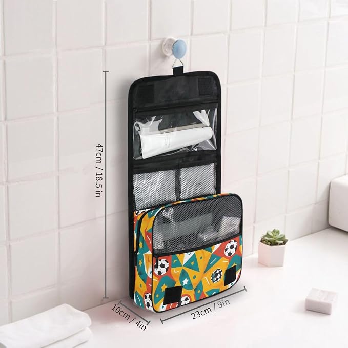 senya Hanging Travel Toiletry Bag Playing Football Kit Makeup Case Cosmetics Organizer for Men Women