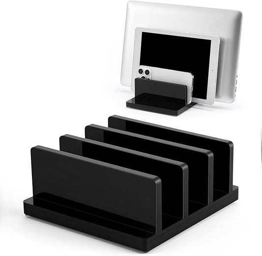 Chunful Adjustable Vertical Laptop Stand for Desk, Acrylic 3 Slot Laptop Holder Desktop, Invisible Desktop Notebook Dock for Notebook Computer, All Gaming Laptops up to 17''